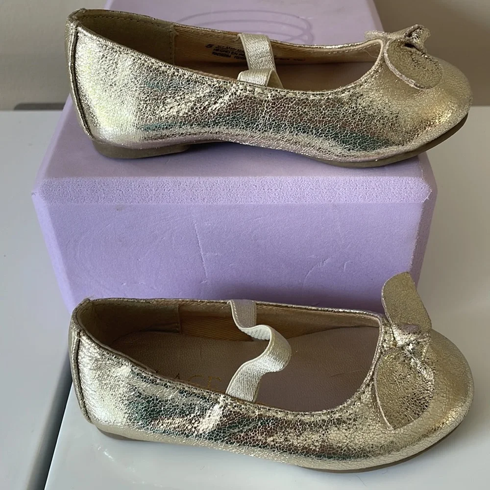 5/$25 Place Gold Shimmer dress shoes Baby Size 5